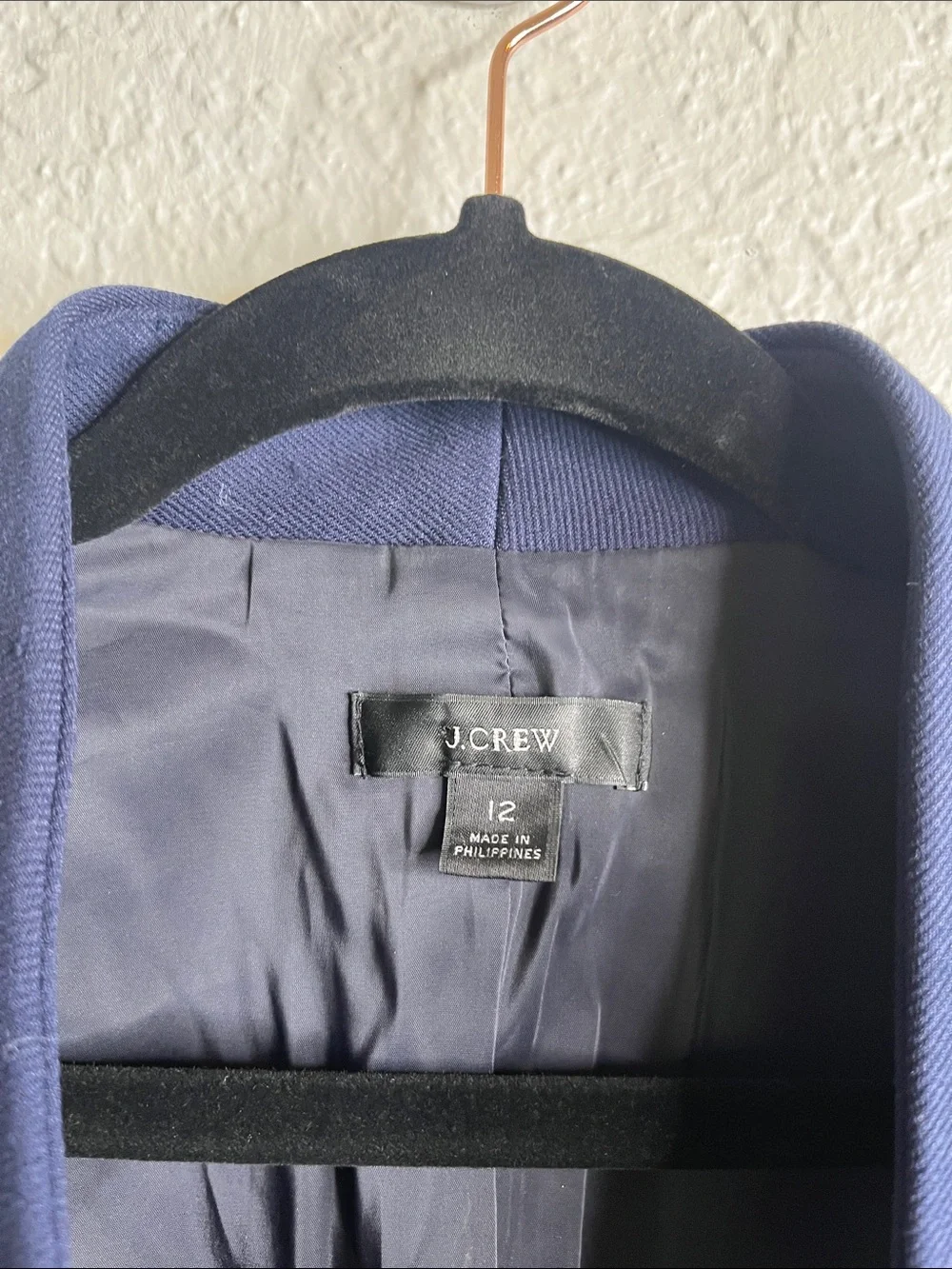 J. Crew Going Out Navy Blue Stretch Twill Slim Cut Open Front Blazer Jacket 12